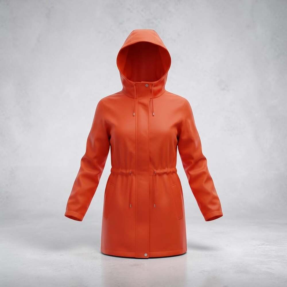 Jones New York Red Hooded Raincoat Anorak Jacket Size M